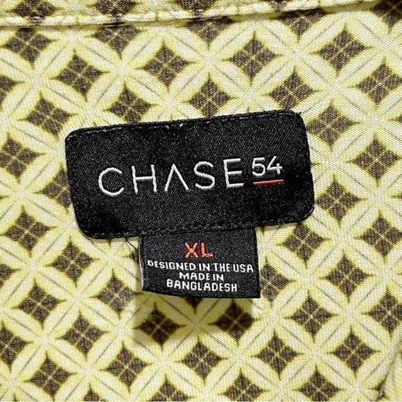 CHASE 54 Men’s Yellow Brown Geometric Print Golf Polo Quick Dry Short Slv Sz XL - Picture 4 of 8